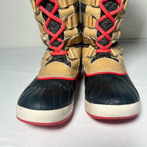 Sorel Tofino Herringbone Winter Boot  Faux Fur Black Tan Red 6.5 - Picture 5 of 13